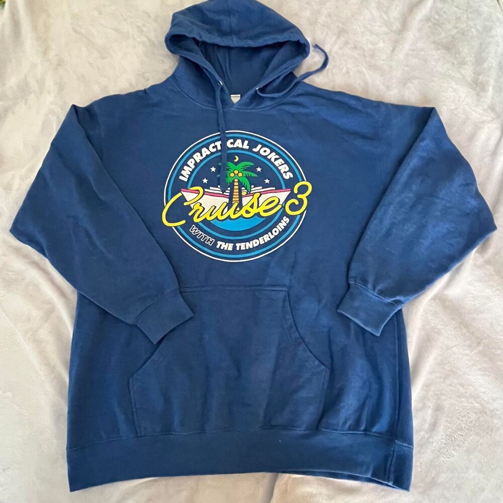 Impractical Jokers Cruise 3 Souvenir Hoodie Blue 2XL Hooded Sweatshirt Comedy